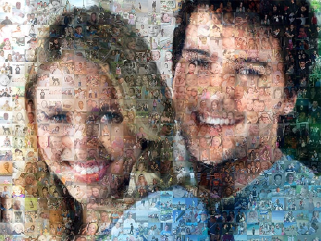 Vászonkép 24 photo mosaic couple